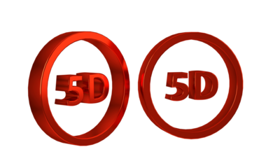 Red 5d virtual reality icon isolated on transparent background. Large three-dimensional logo.