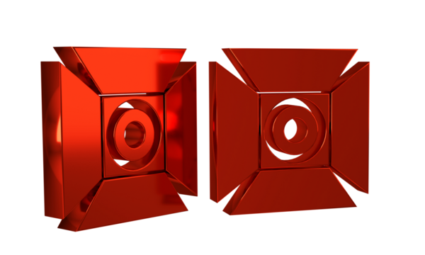 Red Movie spotlight icon isolated on transparent background. Light Effect. Scene, Studio, Show.