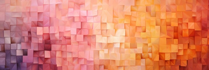 Geometric mosaic in peach color squares background