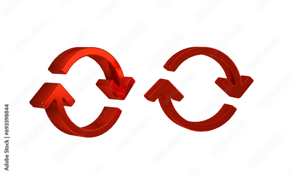 Poster red refresh icon isolated on transparent background. reload symbol. rotation arrows in a circle sign
