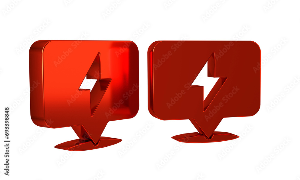 Poster red lightning bolt icon isolated on transparent background. flash icon. charge flash icon. thunder b