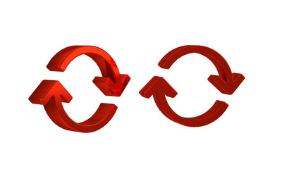 Red Refresh icon isolated on transparent background. Reload symbol. Rotation arrows in a circle...