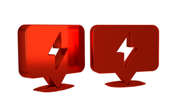 Red Lightning bolt icon isolated on transparent background. Flash icon. Charge flash icon. Thunder bolt. Lighting strike.