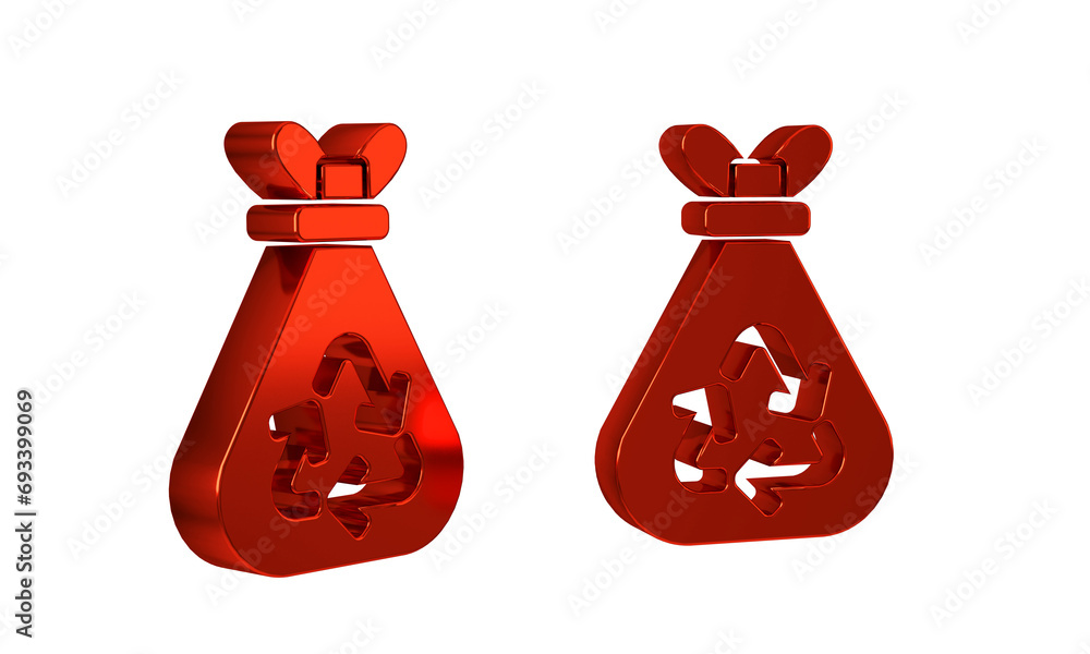 Poster red garbage bag with recycle symbol icon isolated on transparent background. trash can icon. recycle