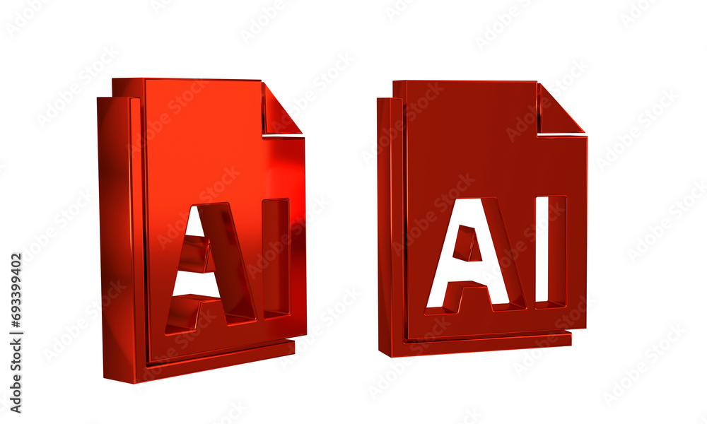 Poster red ai file document. download ai button icon isolated on transparent background. ai file symbol.