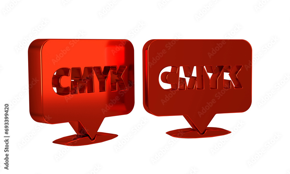 Poster red speech bubble with text cmyk icon isolated on transparent background.