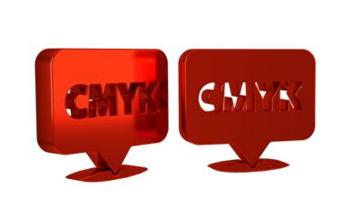Red Speech bubble with text CMYK icon isolated on transparent background.