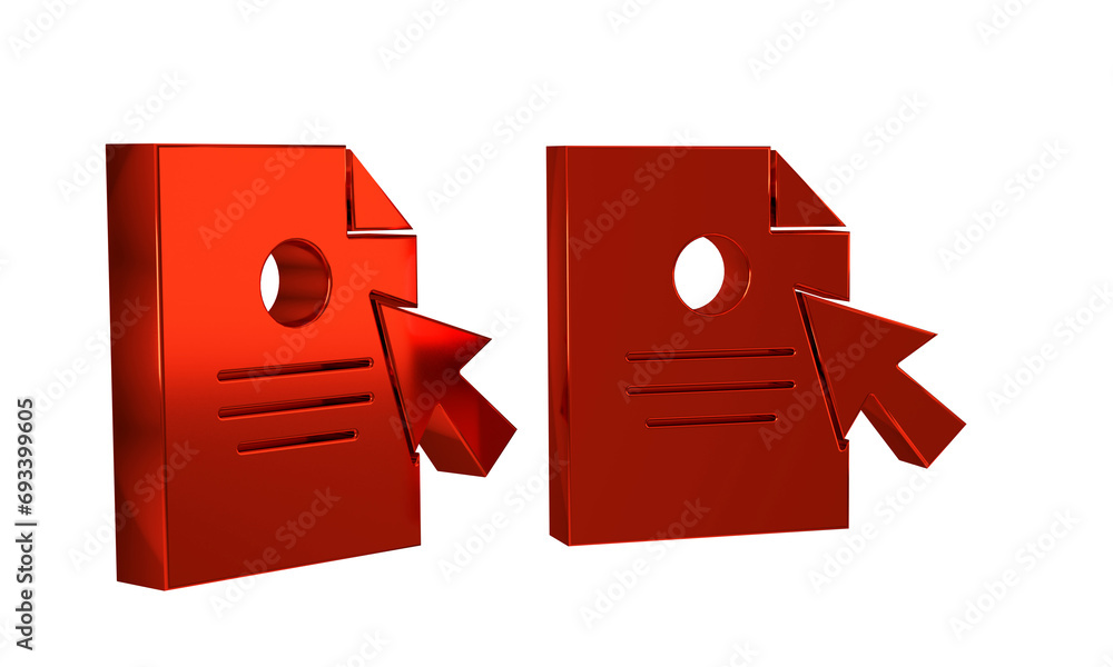 Aufkleber red document and cursor icon isolated on transparent background. file icon. checklist icon. business