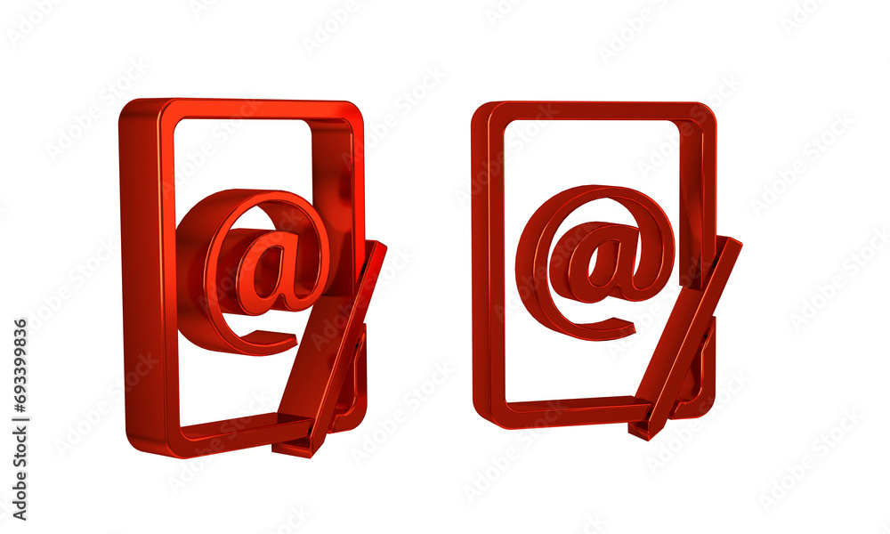 Poster red mail and e-mail icon isolated on transparent background. envelope symbol e-mail. email message s