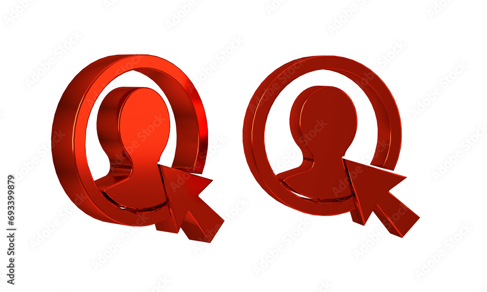 Poster red create account screen icon isolated on transparent background.