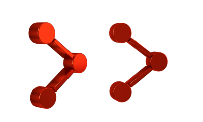 Red Share icon isolated on transparent background. Share, sharing, communication pictogram, social media, connection, network.