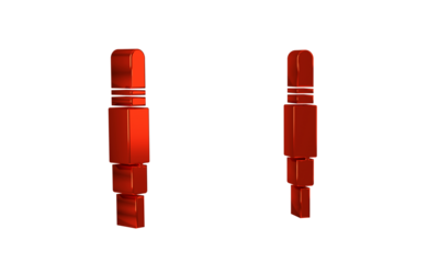 Red Audio jack icon isolated on transparent background. Audio cable for connection sound equipment. Plug wire. Musical instrument.