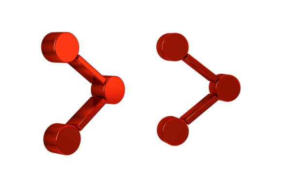 Red Share icon isolated on transparent background. Share, sharing, communication pictogram, social media, connection, network.