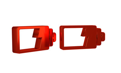 Red Battery charge level indicator icon isolated on transparent background.
