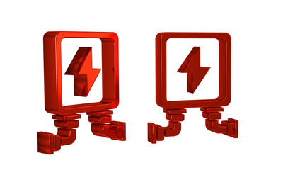 Red Electric transformer icon isolated on transparent background.