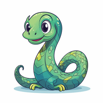 Cute cartoon snake isolated on a white background. Vector illustration.