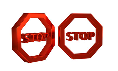 Red Stop sign icon isolated on transparent background. Traffic regulatory warning stop symbol.