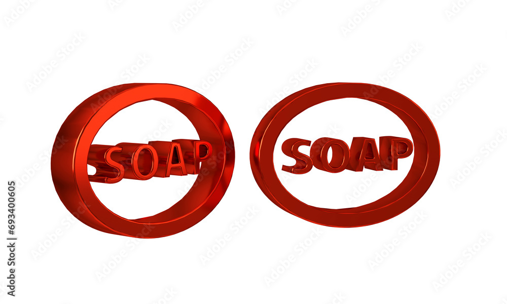 Aufkleber red bar of soap icon isolated on transparent background. soap bar with bubbles.