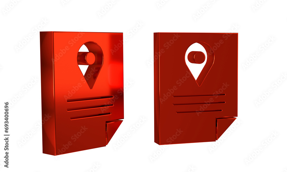 Poster red document tracking marker system icon isolated on transparent background. parcel tracking.