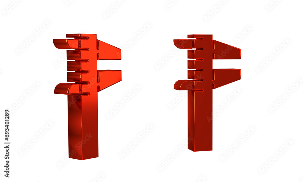 Poster red calliper or caliper and scale icon isolated on transparent background. precision measuring tools