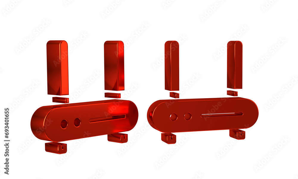 Poster red router and wi-fi signal icon isolated on transparent background. wireless ethernet modem router.