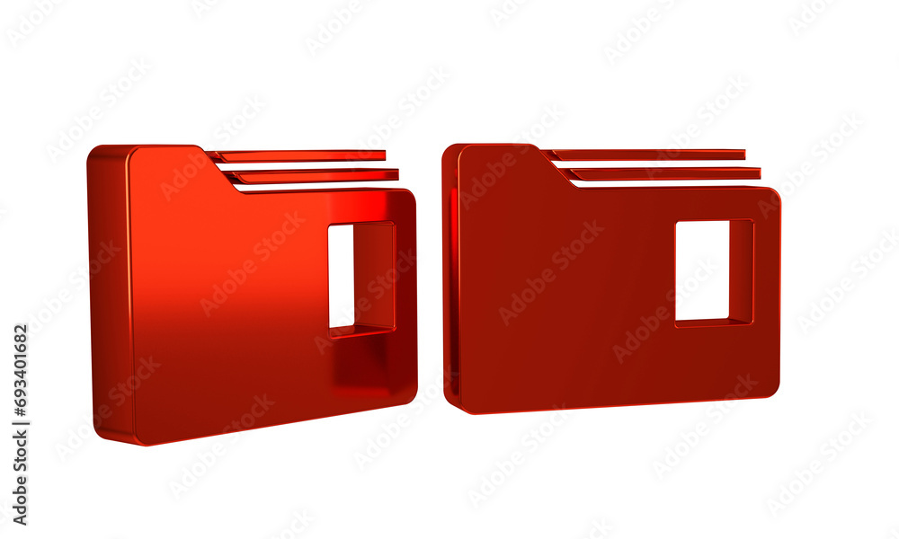 Poster red document folder icon isolated on transparent background. accounting binder symbol. bookkeeping m