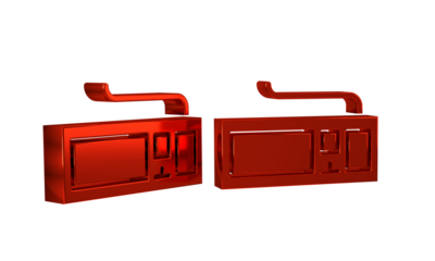 Red Computer keyboard icon isolated on transparent background. PC component sign.