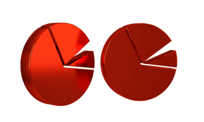 Red Pie chart infographic icon isolated on transparent background. Diagram chart sign.