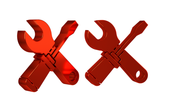 Red Screwdriver and wrench spanner tools icon isolated on transparent background. Service tool symbol.