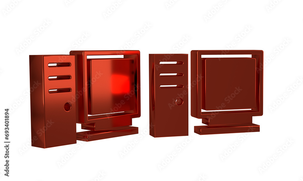 Poster red computer monitor icon isolated on transparent background. pc component sign.