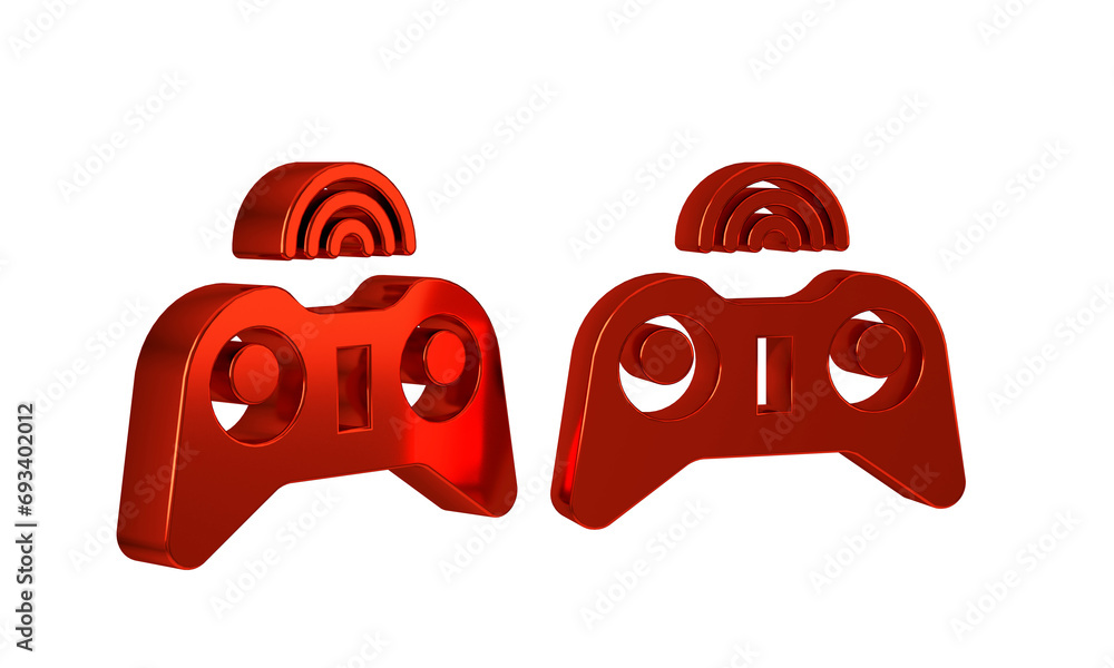 Poster red wireless gamepad icon isolated on transparent background. game controller.