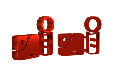 Red Cinema camera icon isolated on transparent background. Video camera. Movie sign. Film projector.