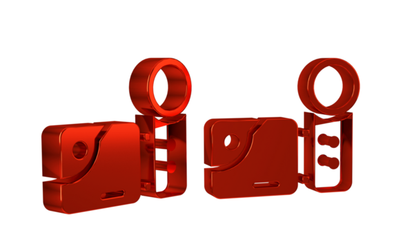 Red Cinema camera icon isolated on transparent background. Video camera. Movie sign. Film projector.