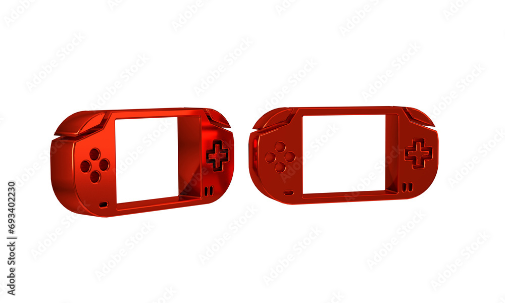 Poster red portable video game console icon isolated on transparent background. gamepad sign. gaming concep