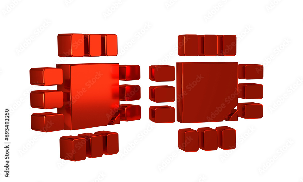 Aufkleber red computer processor with microcircuits cpu icon isolated on transparent background. chip or cpu w