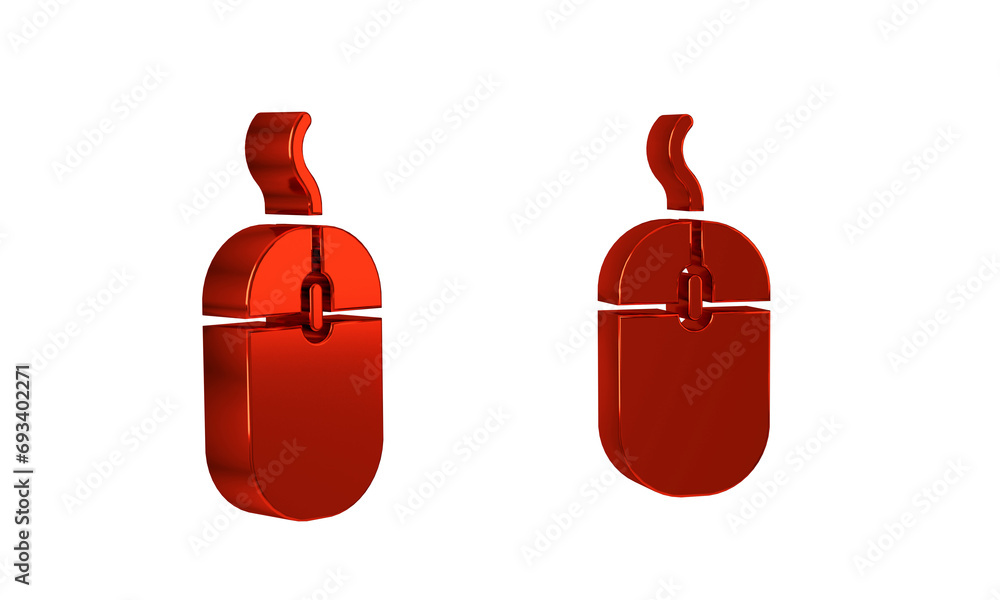 Aufkleber red computer mouse icon isolated on transparent background. optical with wheel symbol.