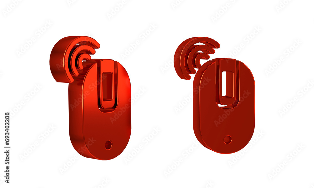Poster red wireless computer mouse icon isolated on transparent background. optical with wheel symbol.