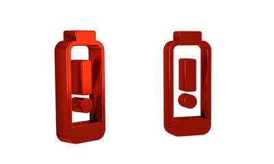 Red Battery charge level indicator icon isolated on transparent background.