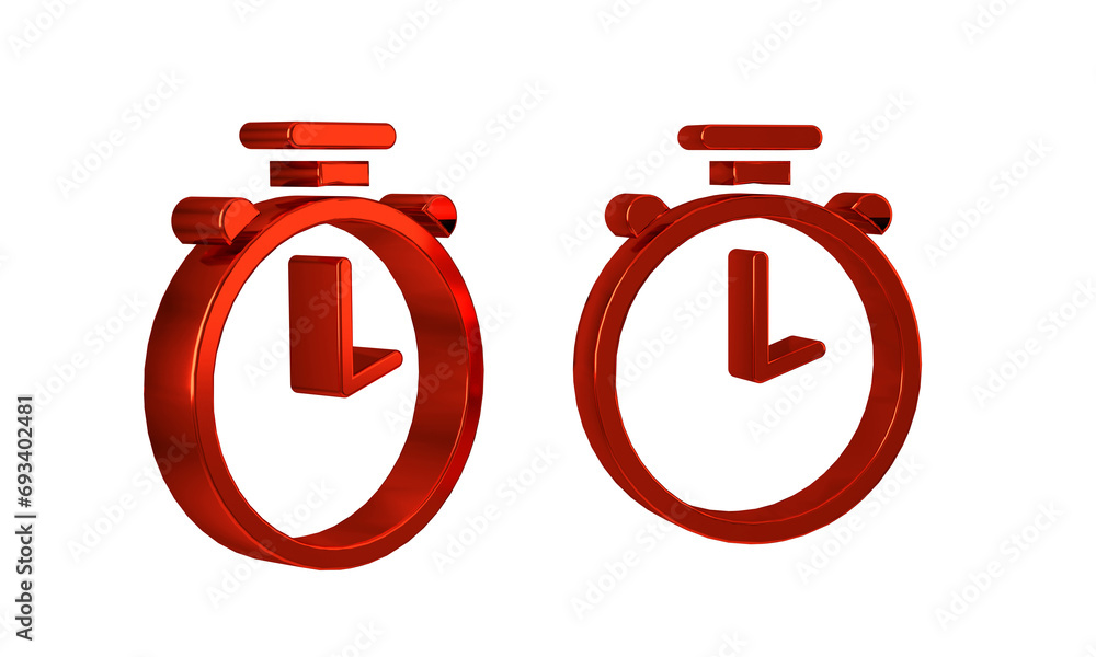 Poster red stopwatch icon isolated on transparent background. time timer sign. chronometer sign.
