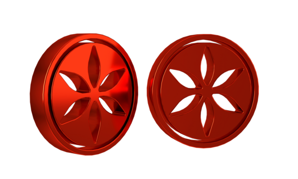 Red Leaf plant nature icon isolated on transparent background. Botanic garden beauty spa wellness health organic bio eco fresh leaves herbal.