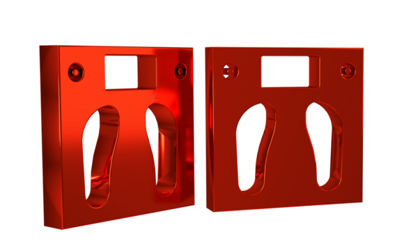 Red Bathroom scales icon isolated on transparent background. Weight measure Equipment. Weight Scale fitness sport concept.