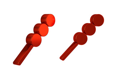 Red Meatballs on wooden stick icon isolated on transparent background. Skewer with meat.