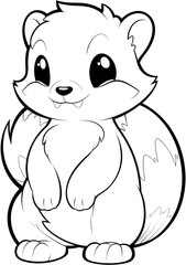 Obraz premium Squirrel coloring page isolated on transparent background