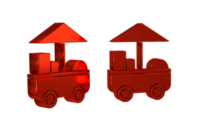 Red Fast street food cart icon isolated on transparent background. Urban kiosk.