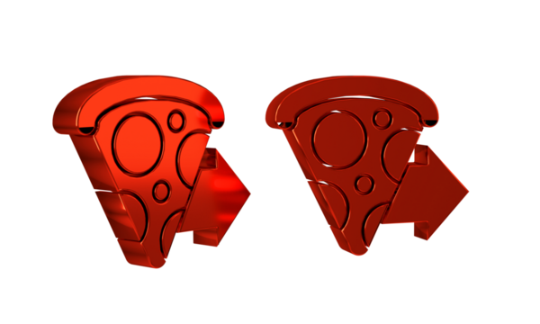 Red Online ordering and fast pizza delivery icon isolated on transparent background.