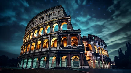 Crédence de cuisine en verre imprimé Vieil immeuble The architecture of the Colosseum in Rome against