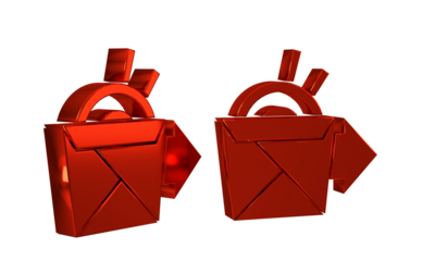 Red Online ordering and noodles delivery icon isolated on transparent background.