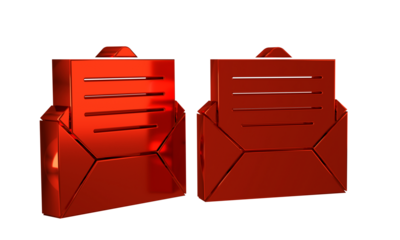 Red Envelope icon isolated on transparent background. Email message letter symbol.