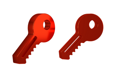 Red Key icon isolated on transparent background.