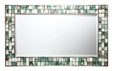 Stylish Framed Mirrored Tile Mosaic on a White or Clear Surface PNG Transparent Background